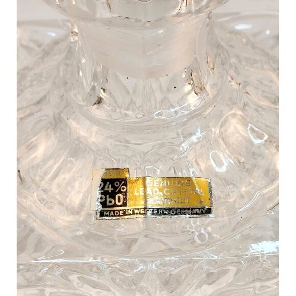 24% Lead Crystal Decanter With Stopper Made In West Germany Square Bottle - Picture 3 of 12